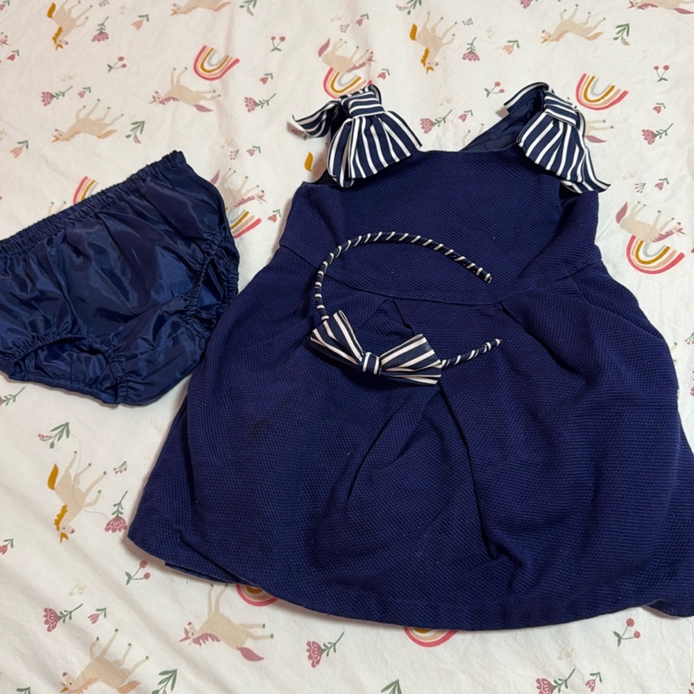 Janie & Jack Dress, Panty and Matching Headband (size 12-18M)
